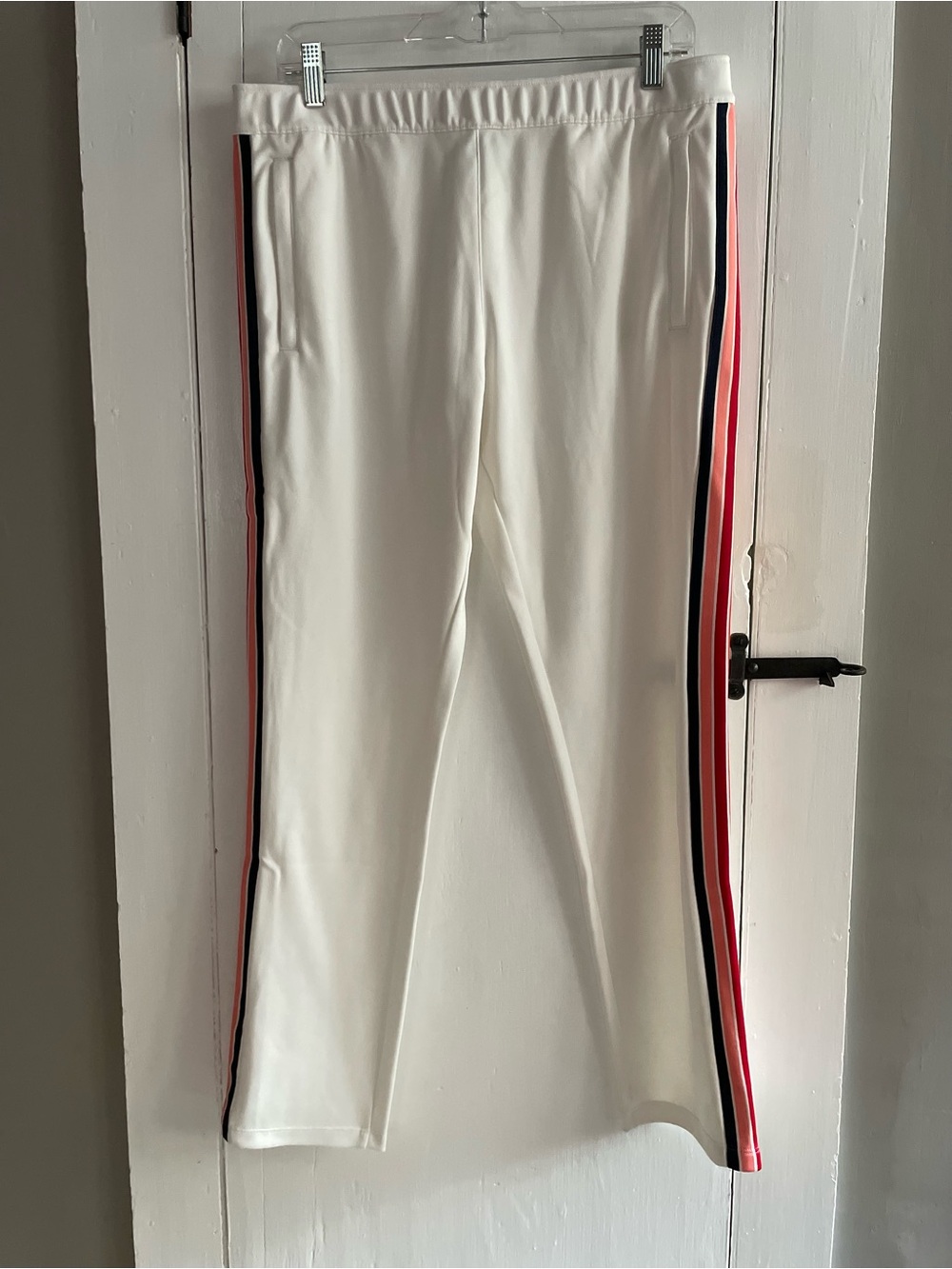 Tory Burch Tory Sport Multicolor Stripe Track Pant Snow White Size L NWT